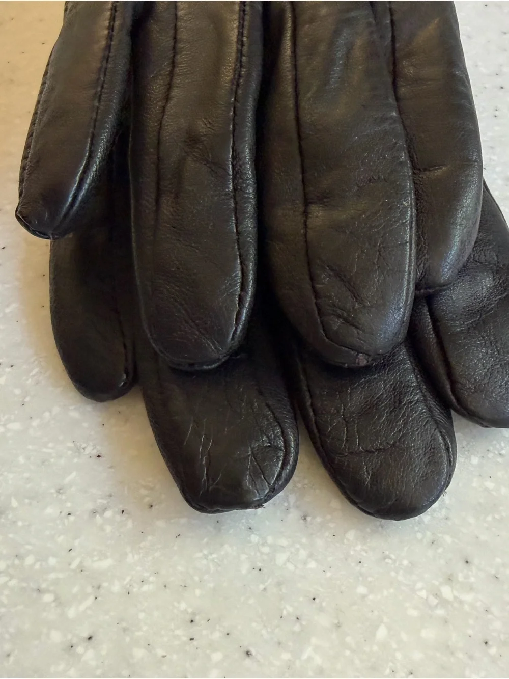 Vintage Y2K Women’s Brown Black Blue Leather Embroidered Gloves. Size S/M